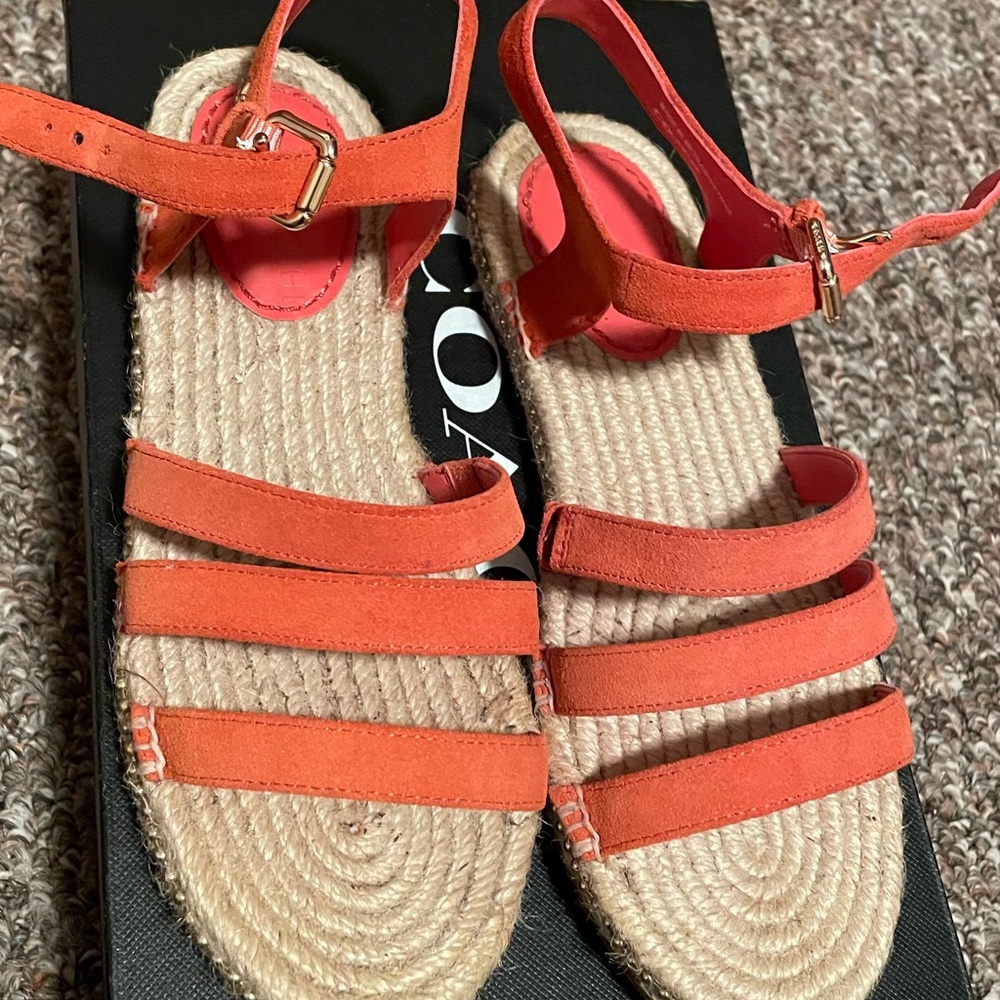 Coach Orange Espadrille Shoes with Jute Sole
